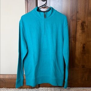 Men's Land’s End Teal Quarter Zip Sweater